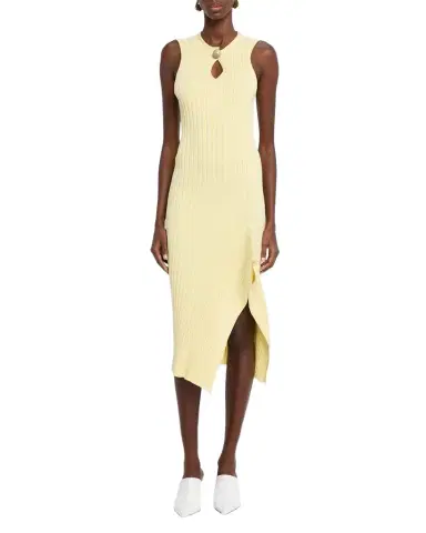 Stella McCartney Sleeveless Cotton Ribbed Slit Midi Dress | Thumbnail 1