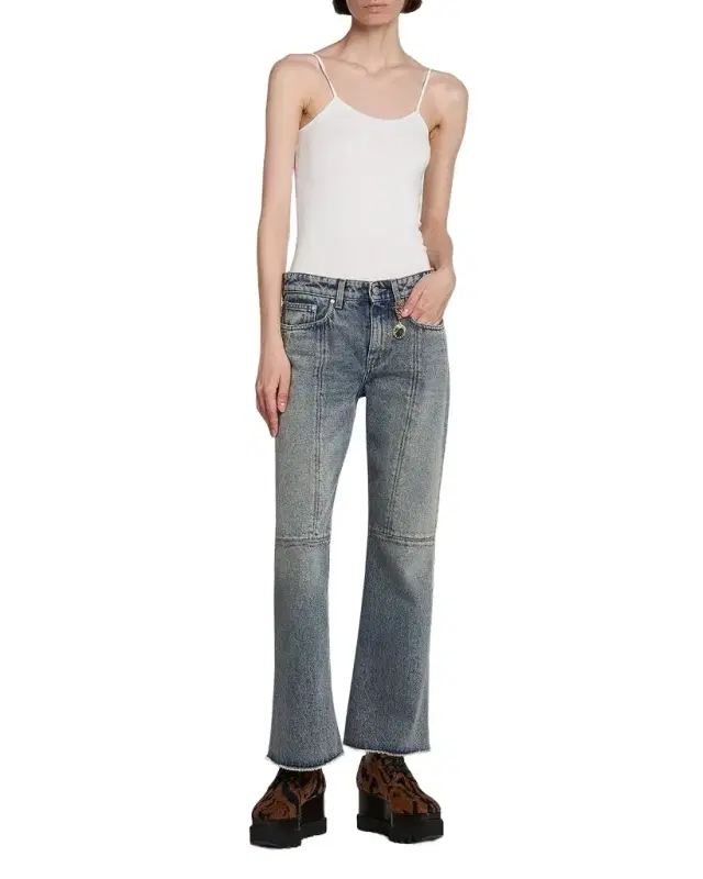 Paneled Kick-Flare Ankle Jeans