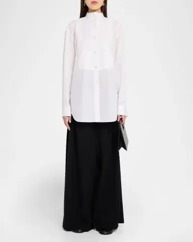 THE ROW Erelisse Bib Cotton Poplin Tuxedo Shirt | Thumbnail 2 THE ROW Erelisse Bib Cotton Poplin Tuxedo Shirt | Thumbnail 2