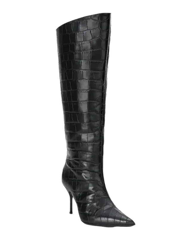 90mm Sebastian Croco Leather Knee-High Boots