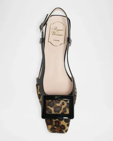 Roger Vivier Belle Vivier Leopard Calf Hair Buckle Slingback Pumps | Thumbnail 4 Roger Vivier Belle Vivier Leopard Calf Hair Buckle Slingback Pumps | Thumbnail 4