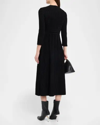 Emporio Armani Ottoman Knit Paneled Midi Dress | Thumbnail 2 Emporio Armani Ottoman Knit Paneled Midi Dress | Thumbnail 2