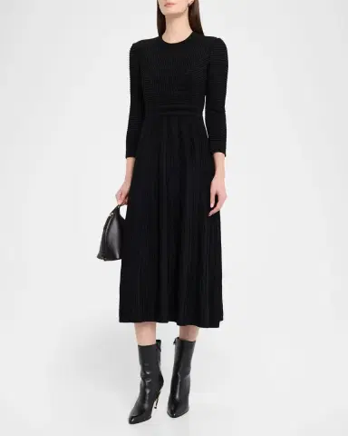 Emporio Armani Ottoman Knit Paneled Midi Dress | Thumbnail 3 Emporio Armani Ottoman Knit Paneled Midi Dress | Thumbnail 3
