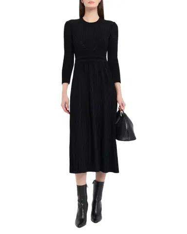 Emporio Armani Ottoman Knit Paneled Midi Dress | Thumbnail 1 Emporio Armani Ottoman Knit Paneled Midi Dress | Thumbnail 1