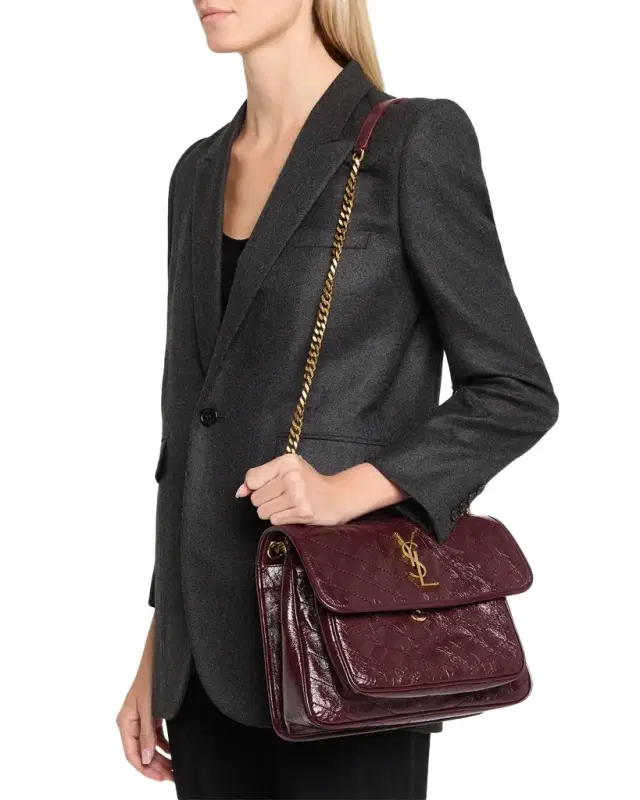 Saint Laurent Niki Medium YSL Shoulder Bag in Vintage Leather