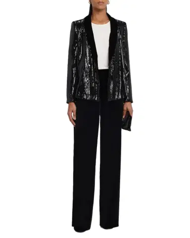Emporio Armani Wide-Leg Velvet Trousers | Thumbnail 1 Emporio Armani Wide-Leg Velvet Trousers | Thumbnail 1