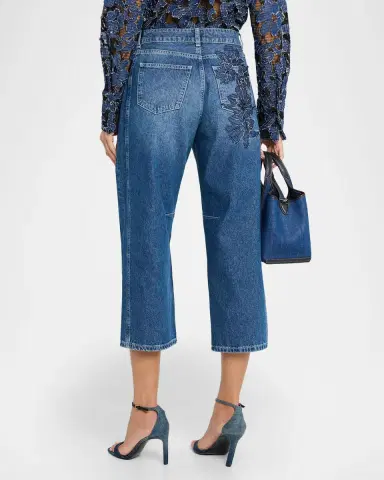 JBQ Archie Floral Embroidered Cropped Jeans | Thumbnail 2