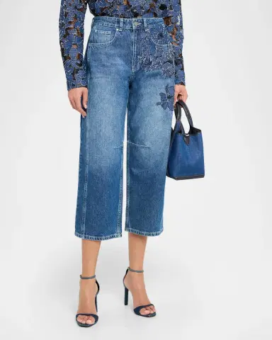 JBQ Archie Floral Embroidered Cropped Jeans | Thumbnail 3