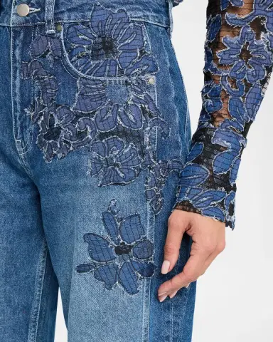 JBQ Archie Floral Embroidered Cropped Jeans | Thumbnail 4