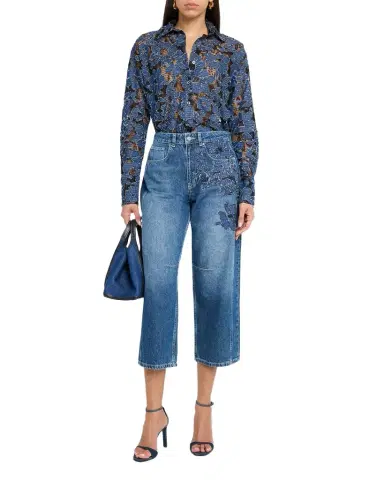 JBQ Archie Floral Embroidered Cropped Jeans | Thumbnail 1