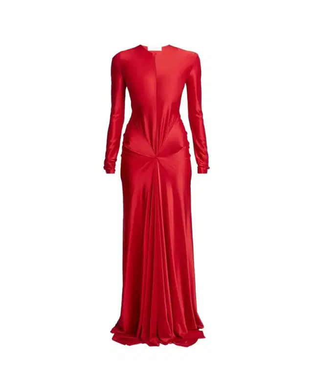 Twisted Cutout Long-Sleeve Gown