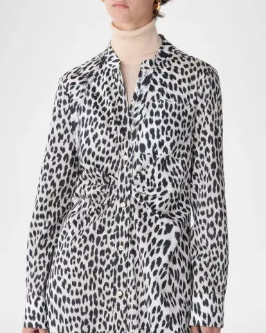 CALLAS MILANO Genny Cheetah-Print Midi Shirtdress | Thumbnail 3