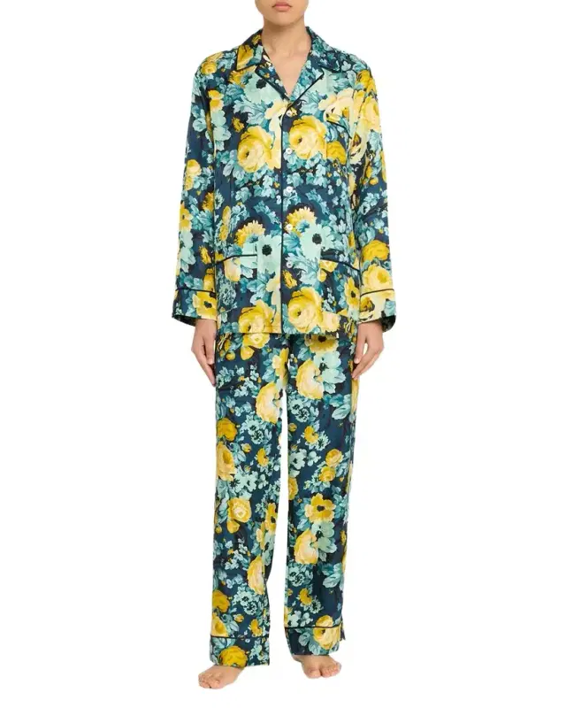 Yves Floral-Print Silk Twill Pajama Set