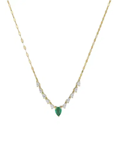 LANA Green Emerald and Pear Diamond Necklace | Thumbnail 2