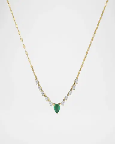 LANA Green Emerald and Pear Diamond Necklace | Thumbnail 3