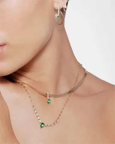 LANA Green Emerald and Pear Diamond Necklace | Thumbnail 1