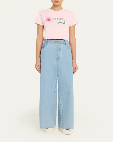 CASABLANCA Orchid Cropped Stretch Cotton Baby Tee | Thumbnail 2