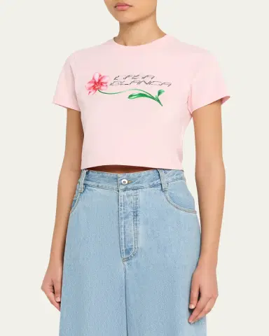 CASABLANCA Orchid Cropped Stretch Cotton Baby Tee | Thumbnail 4