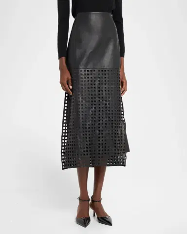 Emporio Armani Cutout Leather Midi Skirt | Thumbnail 3 Emporio Armani Cutout Leather Midi Skirt | Thumbnail 3