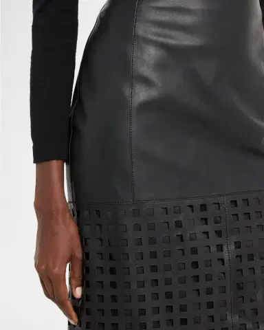 Emporio Armani Cutout Leather Midi Skirt | Thumbnail 4 Emporio Armani Cutout Leather Midi Skirt | Thumbnail 4