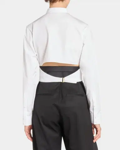 Alaïa Cummerbund Cotton Cropped Shirt | Thumbnail 3 Alaïa Cummerbund Cotton Cropped Shirt | Thumbnail 3