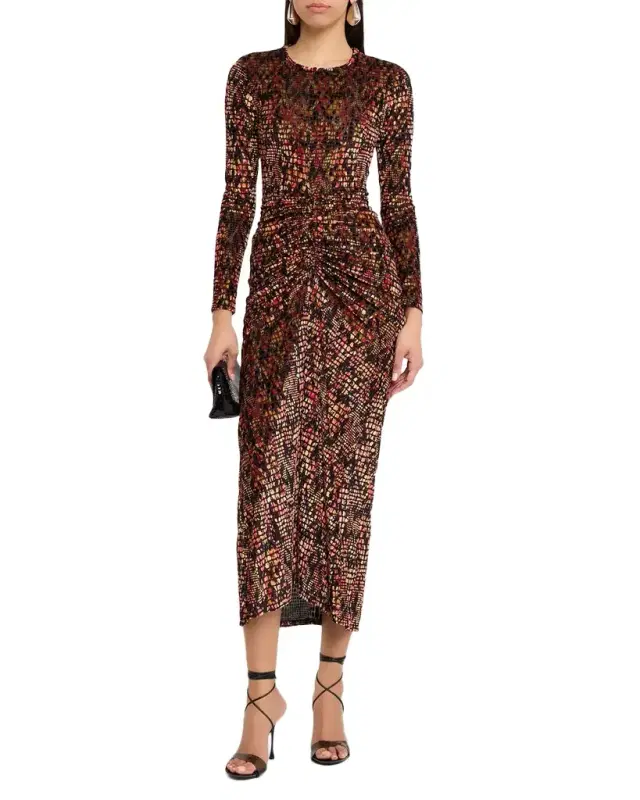 Elowen Burnout Velvet Midi Dress