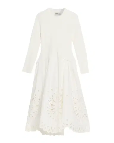 SIMKHAI Daila Eyelet-Embroidered Mixed Media Midi Dress | Thumbnail 1 SIMKHAI Daila Eyelet-Embroidered Mixed Media Midi Dress | Thumbnail 1