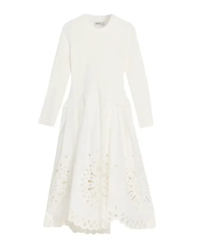 Daila Eyelet-Embroidered Mixed Media Midi Dress