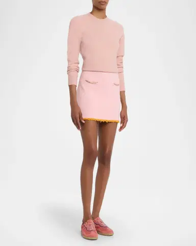 Casablanca Frayed Double-Faced Wool Mini Skirt | Thumbnail 6