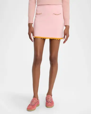 Casablanca Frayed Double-Faced Wool Mini Skirt | Thumbnail 8