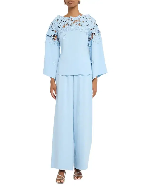 Silk Georgette Wide-Leg Pull-On Pants