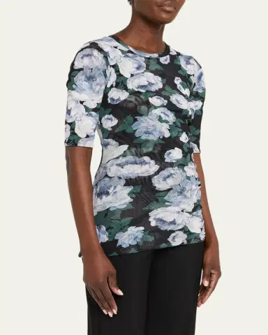 Stella McCartney Bunch Of Roses Mesh Short-Sleeve T-Shirt | Thumbnail 4
