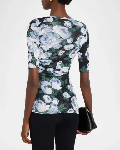 Stella McCartney Bunch Of Roses Mesh Short-Sleeve T-Shirt | Thumbnail 7
