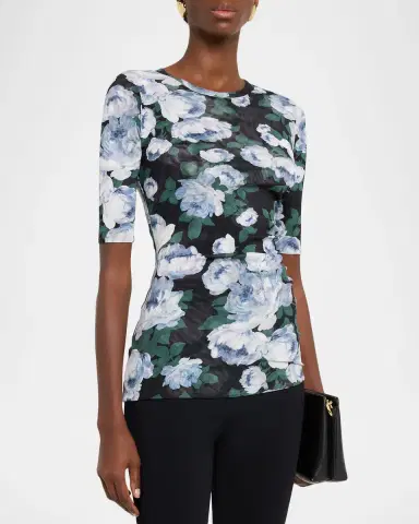 Stella McCartney Bunch Of Roses Mesh Short-Sleeve T-Shirt | Thumbnail 8