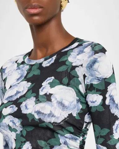 Stella McCartney Bunch Of Roses Mesh Short-Sleeve T-Shirt | Thumbnail 9