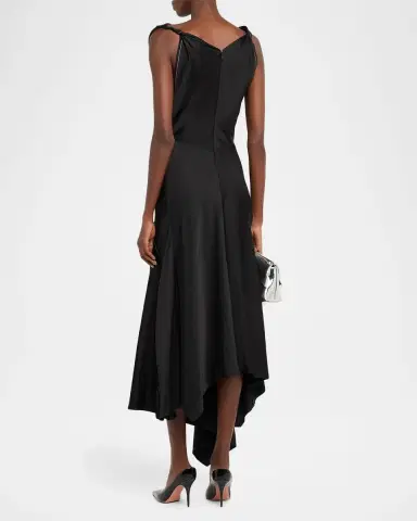 Victoria Beckham Asymmetric Draped Sleeveless Satin Midi Dress | Thumbnail 2 Victoria Beckham Asymmetric Draped Sleeveless Satin Midi Dress | Thumbnail 2