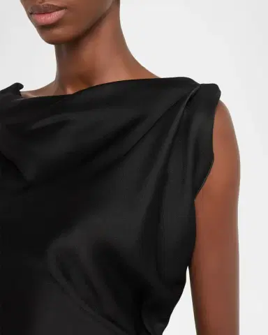 Victoria Beckham Asymmetric Draped Sleeveless Satin Midi Dress | Thumbnail 4 Victoria Beckham Asymmetric Draped Sleeveless Satin Midi Dress | Thumbnail 4