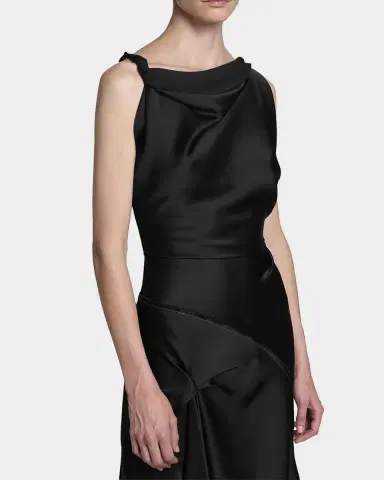 Victoria Beckham Asymmetric Draped Sleeveless Satin Midi Dress | Thumbnail 6 Victoria Beckham Asymmetric Draped Sleeveless Satin Midi Dress | Thumbnail 6
