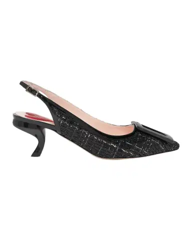 Roger Vivier 55mm Virgule Bordo Sequined Tweed Slingback Pumps | Thumbnail 1 Roger Vivier 55mm Virgule Bordo Sequined Tweed Slingback Pumps | Thumbnail 1