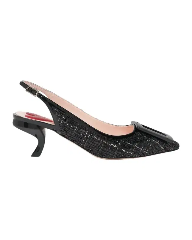 55mm Virgule Bordo Sequined Tweed Slingback Pumps
