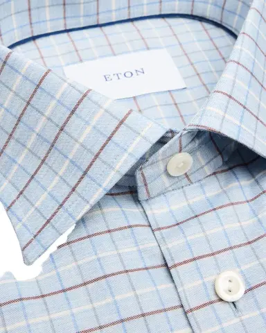 Eton Men's Slim-Fit Grid Check Elevated Organic Cotton Dress Shirt | Thumbnail 1 Eton Men's Slim-Fit Grid Check Elevated Organic Cotton Dress Shirt | Thumbnail 1