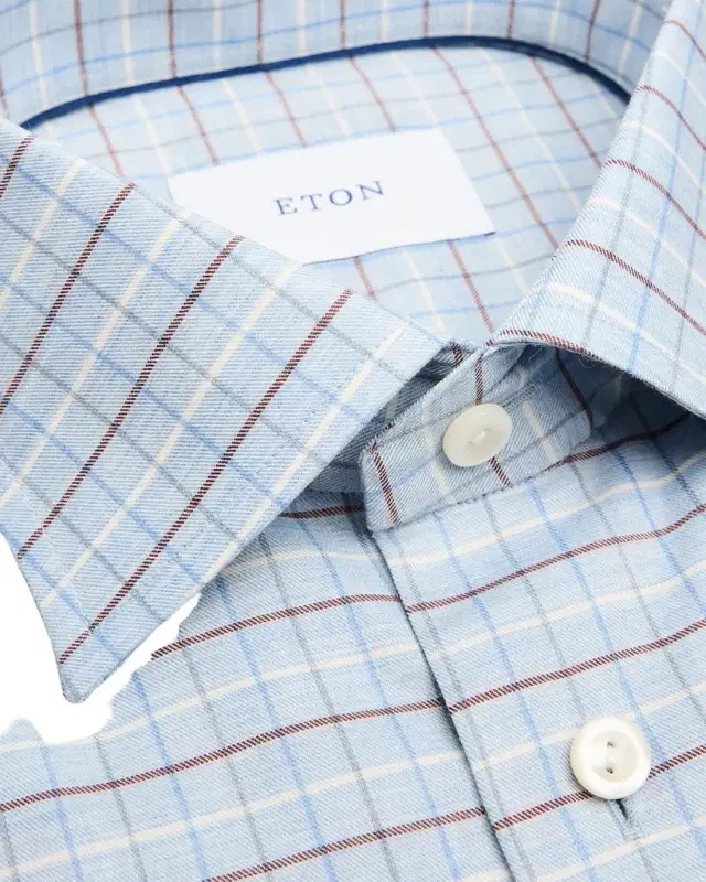 Men's Slim-Fit Grid Check Elevated Organic Cotton Dress Shirt