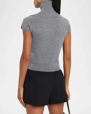 TSE Cashmere Cropped Cap-Sleeve Turtleneck Top | Thumbnail 2