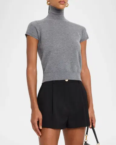 TSE Cashmere Cropped Cap-Sleeve Turtleneck Top | Thumbnail 3