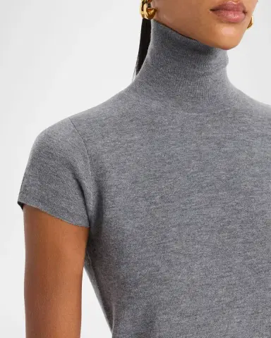 TSE Cashmere Cropped Cap-Sleeve Turtleneck Top | Thumbnail 4