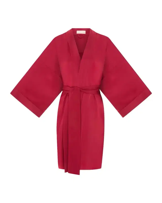 Mimi Silk Satin Kimono Robe