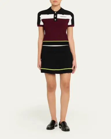 Casablanca Striped Rib Knit Polo Shirt | Thumbnail 2 Casablanca Striped Rib Knit Polo Shirt | Thumbnail 2