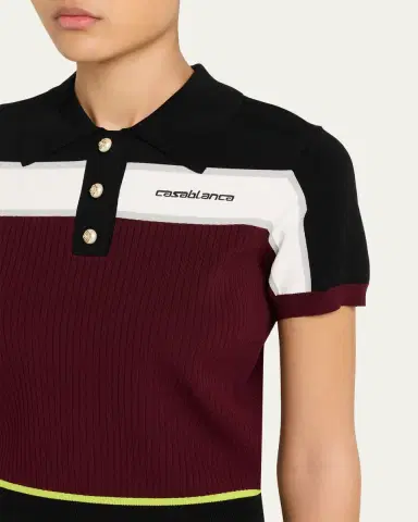 Casablanca Striped Rib Knit Polo Shirt | Thumbnail 5 Casablanca Striped Rib Knit Polo Shirt | Thumbnail 5