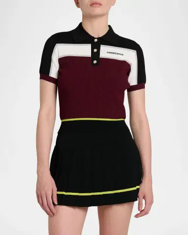 Casablanca Striped Rib Knit Polo Shirt | Thumbnail 7 Casablanca Striped Rib Knit Polo Shirt | Thumbnail 7