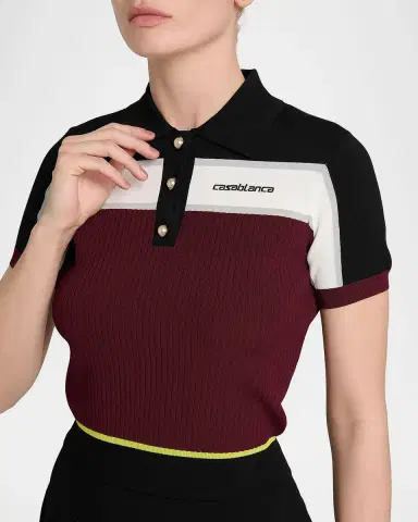 Casablanca Striped Rib Knit Polo Shirt | Thumbnail 10 Casablanca Striped Rib Knit Polo Shirt | Thumbnail 10